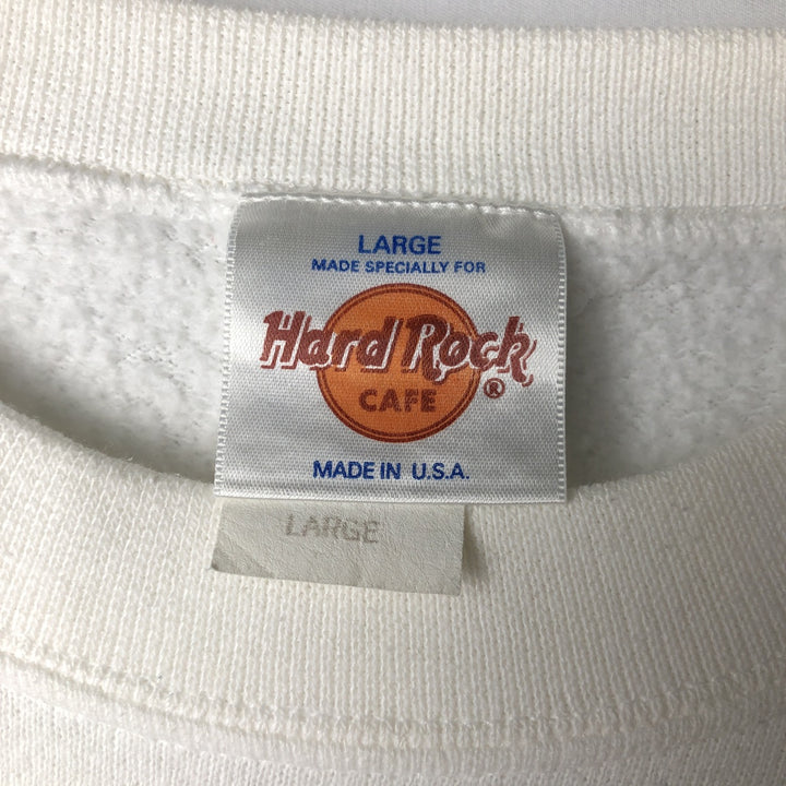HARD ROCK CAFE Advertising Sweatshirt, Made in USA, Men's Size L cotton white type Vintage Second Hand