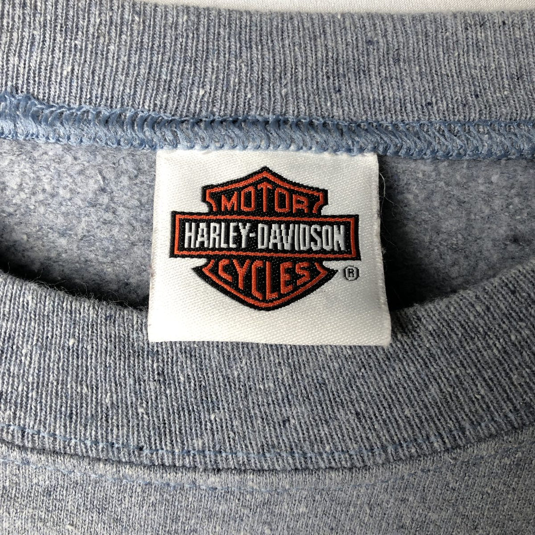 Harley-Davidson Skull Pattern Advertising Sweatshirt, Made in USA, Men's XL (approx.) cotton gray type Vintage Second Hand