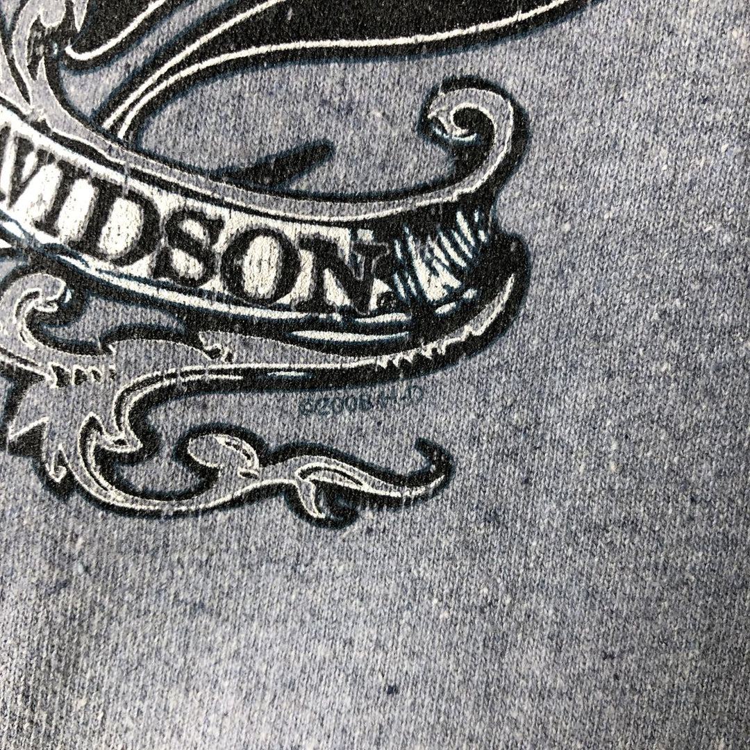 Harley-Davidson Skull Pattern Advertising Sweatshirt, Made in USA, Men's XL (approx.) cotton gray type Vintage Second Hand