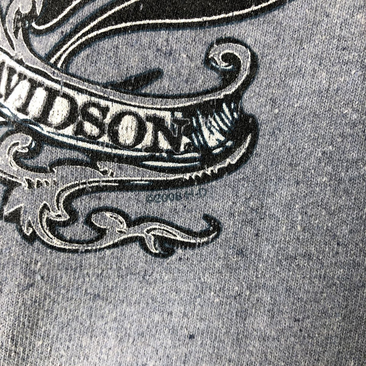 Harley-Davidson Skull Pattern Advertising Sweatshirt, Made in USA, Men's XL (approx.) cotton gray type Vintage Second Hand