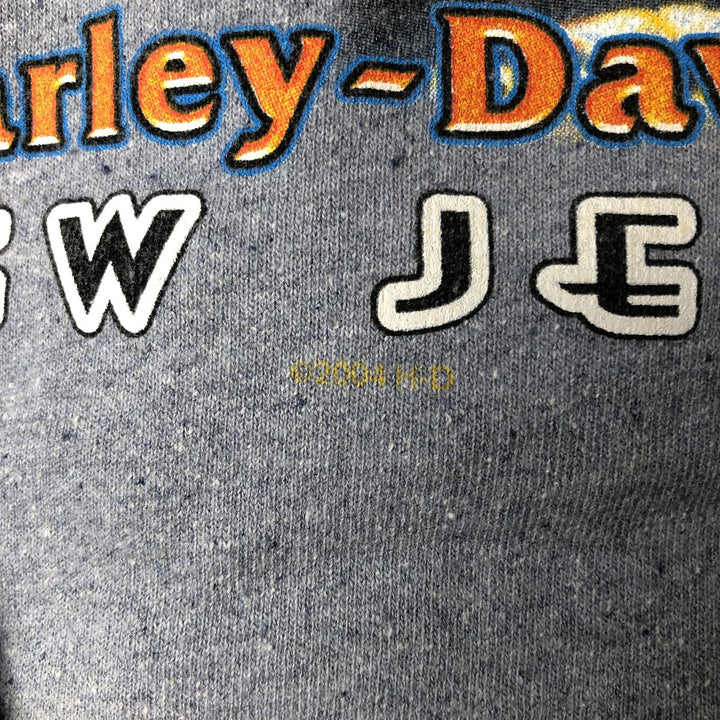 Harley-Davidson Skull Pattern Advertising Sweatshirt, Made in USA, Men's XL (approx.) cotton gray type Vintage Second Hand