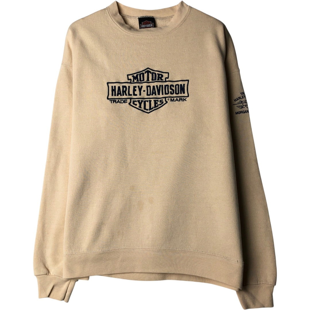 Harley-Davidson Advertising Sweatshirt, Men's L size cotton yellow type Vintage Second Hand