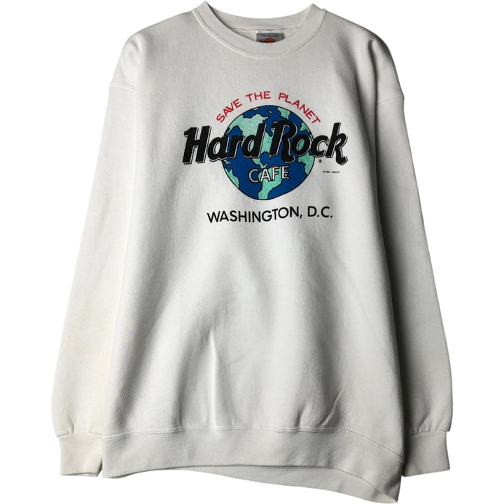 90'S Hard Rock Cafe Advertising Sweatshirt, Made in USA, Men's Size L (approx.), Vintage cotton white type Vintage Second Hand