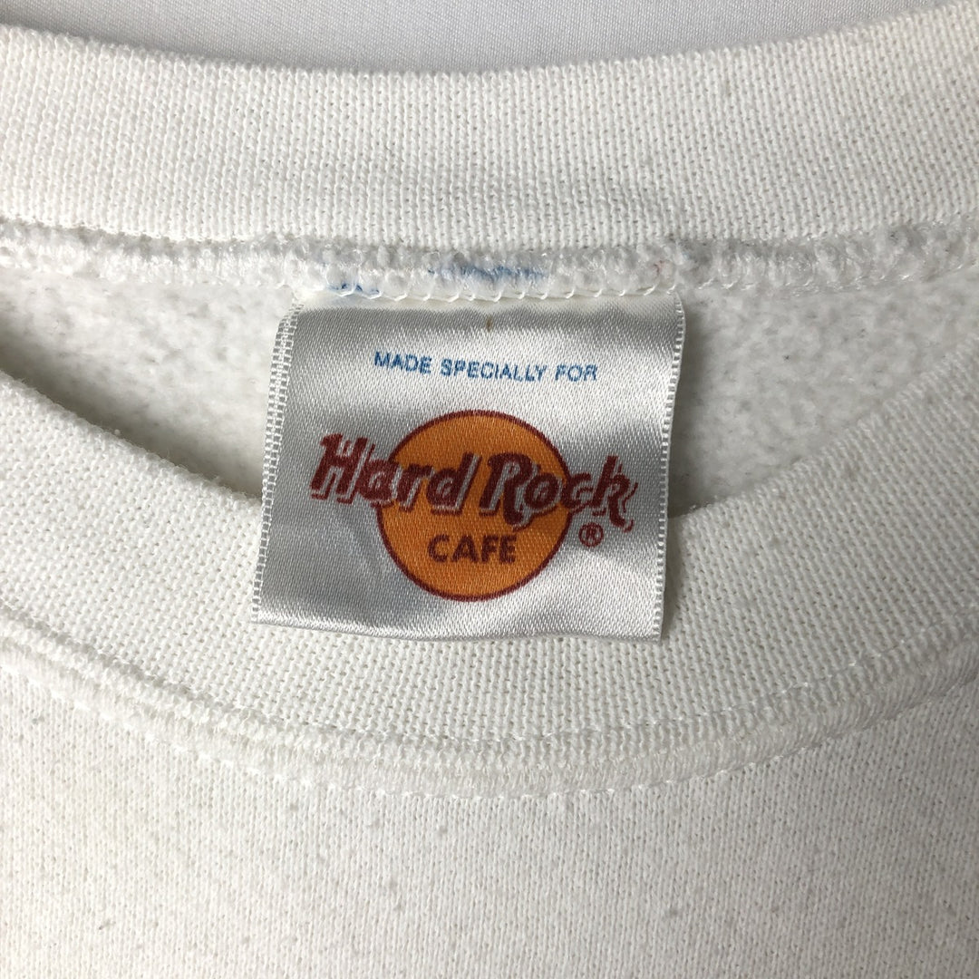 90'S Hard Rock Cafe Advertising Sweatshirt, Made in USA, Men's Size L (approx.), Vintage cotton white type Vintage Second Hand