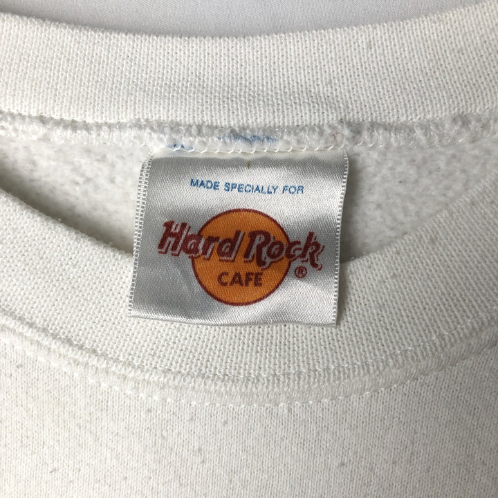 90'S Hard Rock Cafe Advertising Sweatshirt, Made in USA, Men's Size L (approx.), Vintage cotton white type Vintage Second Hand