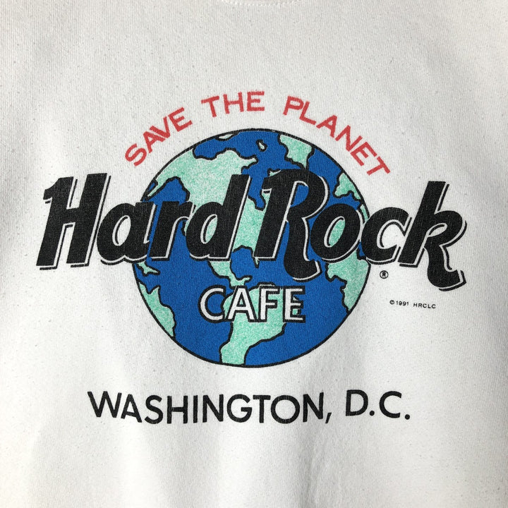 90'S Hard Rock Cafe Advertising Sweatshirt, Made in USA, Men's Size L (approx.), Vintage cotton white type Vintage Second Hand