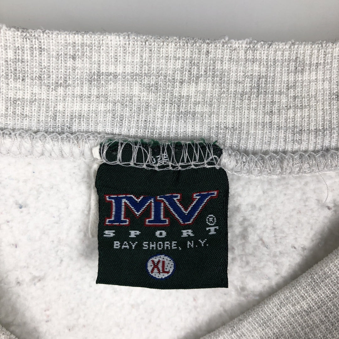 90'S MV SPORT College Sweatshirt, Made in USA, Men's XL equivalent, Vintage cotton gray type Vintage Second Hand