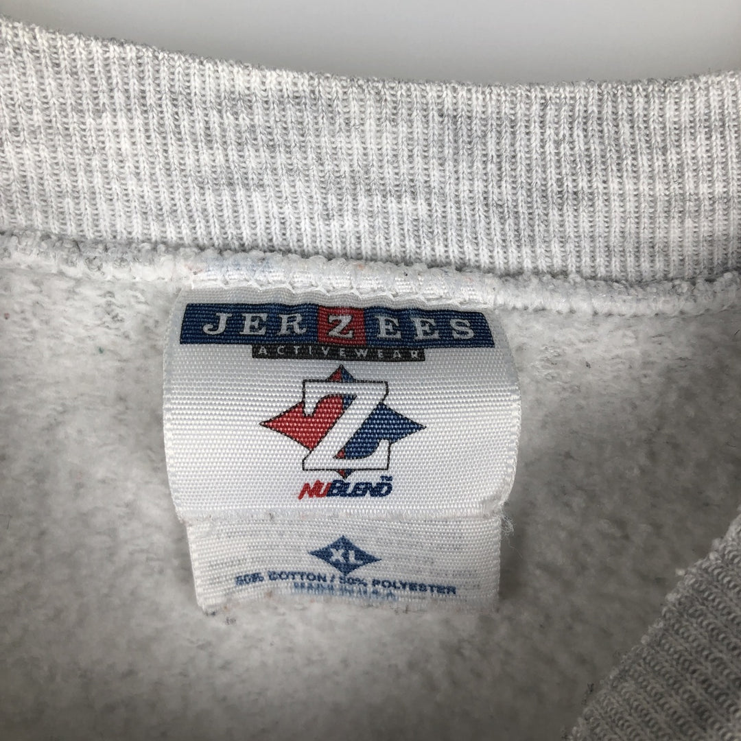 Vintage 90'S Jerzees triple print college sweatshirt, made in the USA, men's size XL cotton gray type Vintage Second Hand