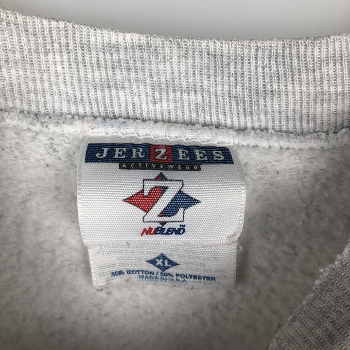 Vintage 90'S Jerzees triple print college sweatshirt, made in the USA, men's size XL cotton gray type Vintage Second Hand