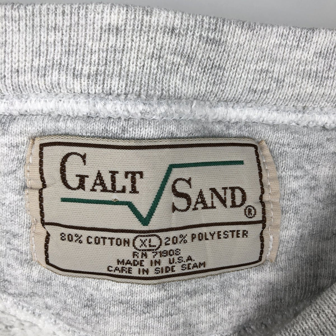 90'S Galt Sand College Sweatshirt, Made in USA, Men's XL equivalent, Vintage cotton gray type Vintage Second Hand