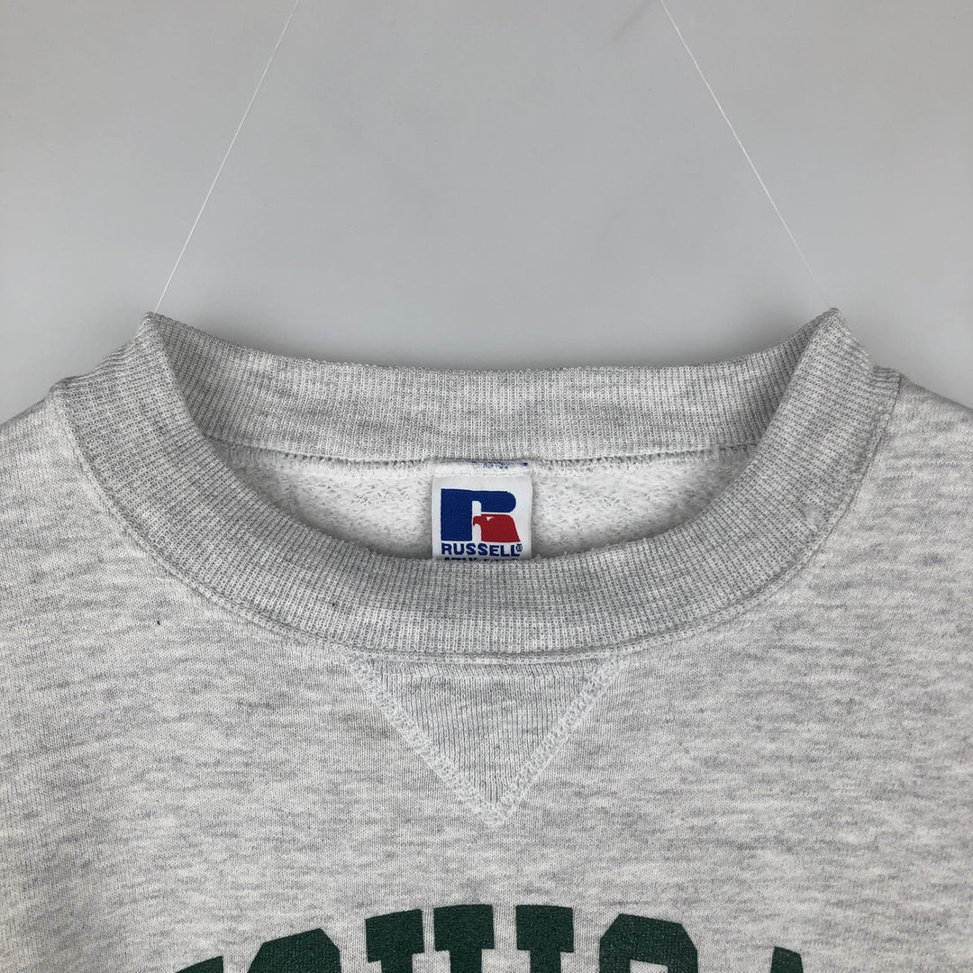 80s-90'S Russell MICHIGAN STATE College Sweatshirt, Made in USA, Men's XL equivalent, Vintage cotton gray type Vintage Second Hand