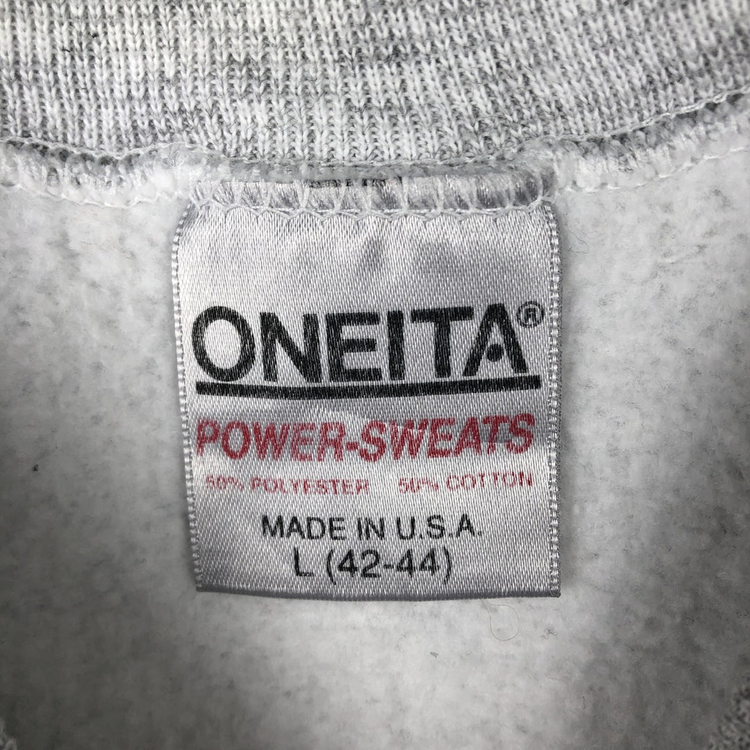 90'S ONEITA College Sweatshirt, Made in USA, Men's Size L (approx.), Vintage cotton gray type Vintage Second Hand
