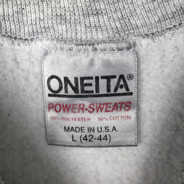 90'S ONEITA College Sweatshirt, Made in USA, Men's Size L (approx.), Vintage cotton gray type Vintage Second Hand
