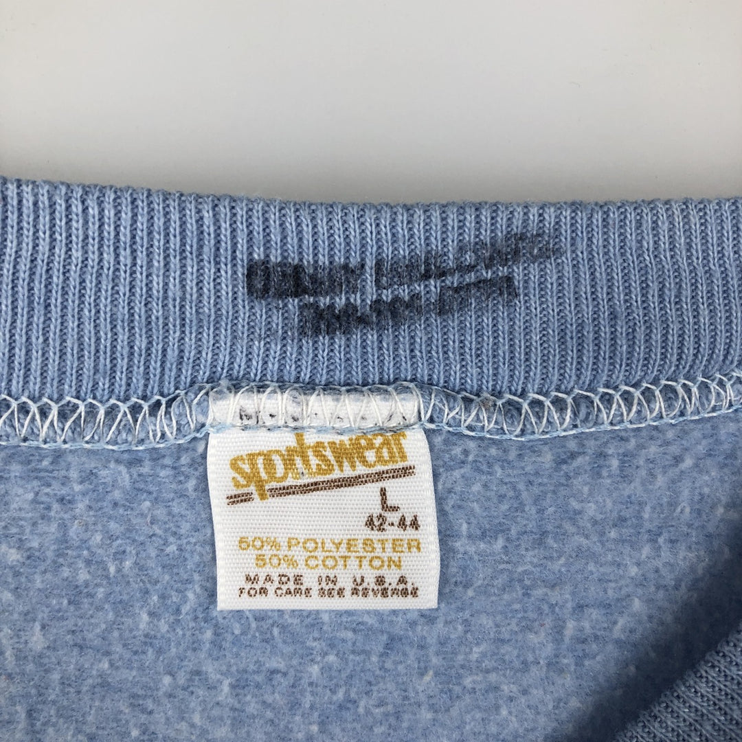 80'S Sportswear College Sweatshirt, Made in USA, Men's Size L (approx.), Vintage polyester Blue type light blue Vintage Second Hand