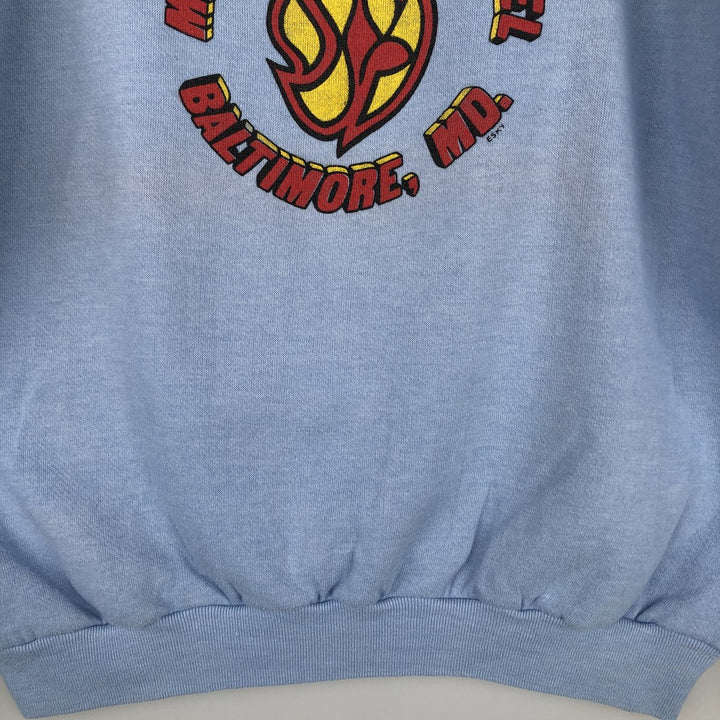 80'S Sportswear College Sweatshirt, Made in USA, Men's Size L (approx.), Vintage polyester Blue type light blue Vintage Second Hand