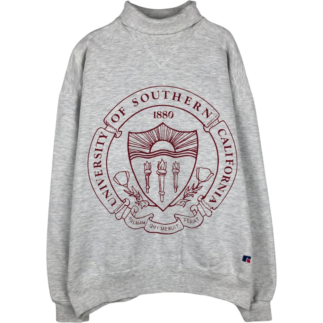 90'S Russell High Cotton Turtleneck College Sweatshirt, Made in USA, Men's XL equivalent, Vintage cotton gray type Vintage Second Hand