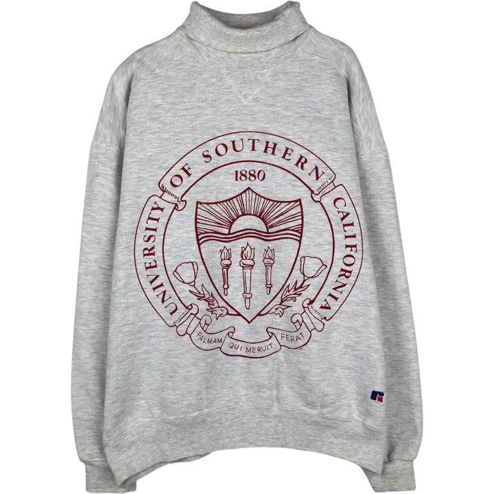 90'S Russell High Cotton Turtleneck College Sweatshirt, Made in USA, Men's XL equivalent, Vintage cotton gray type Vintage Second Hand