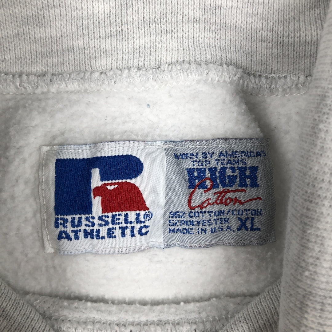 90'S Russell High Cotton Turtleneck College Sweatshirt, Made in USA, Men's XL equivalent, Vintage cotton gray type Vintage Second Hand