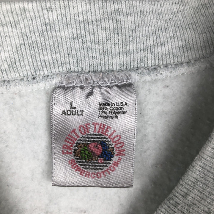 Vintage 1980'S Fruit of the Loom college sweatshirt, made in the USA, size L, men's cotton gray type Vintage Second Hand