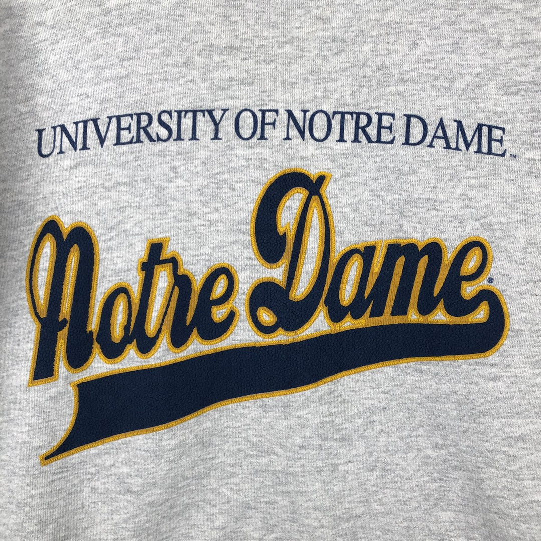 90'S Tultex Notre Dame University College Sweatshirt, Made in USA, Men's XL equivalent, Vintage cotton gray type Vintage Second Hand