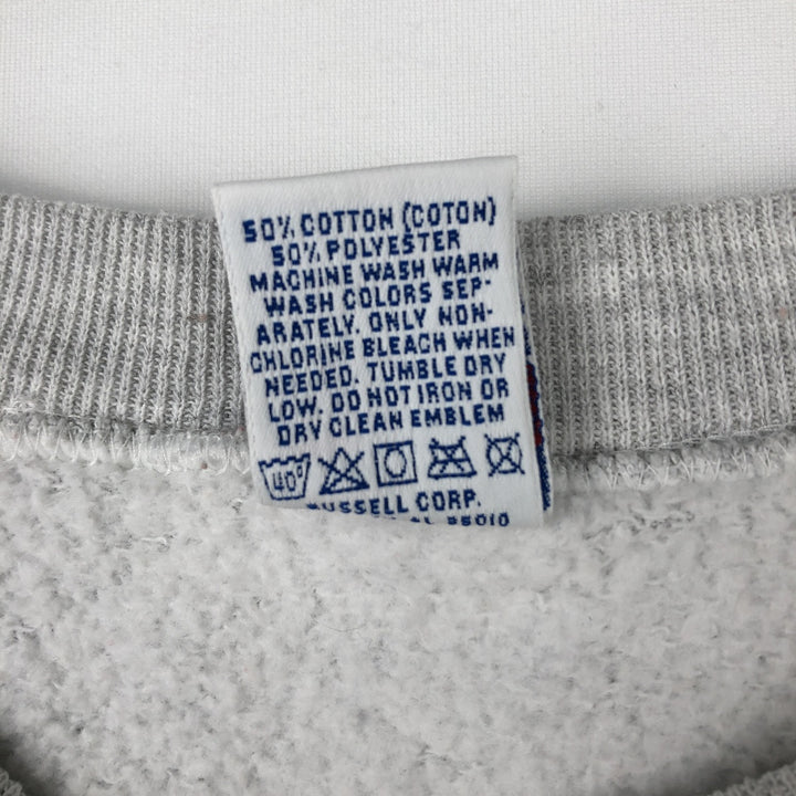 90'S Russell 3-row print college sweatshirt, made in USA, men's XL size, vintage cotton gray type Vintage Second Hand