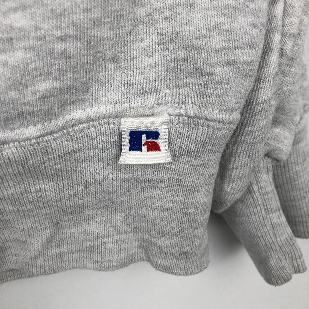 90'S Russell 3-row print college sweatshirt, made in USA, men's XL size, vintage cotton gray type Vintage Second Hand