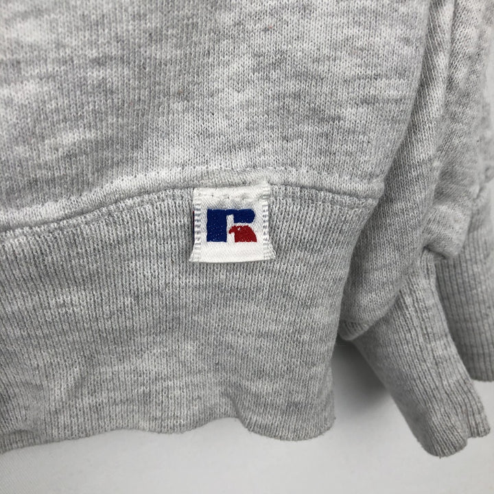 90'S Russell 3-row print college sweatshirt, made in USA, men's XL size, vintage cotton gray type Vintage Second Hand
