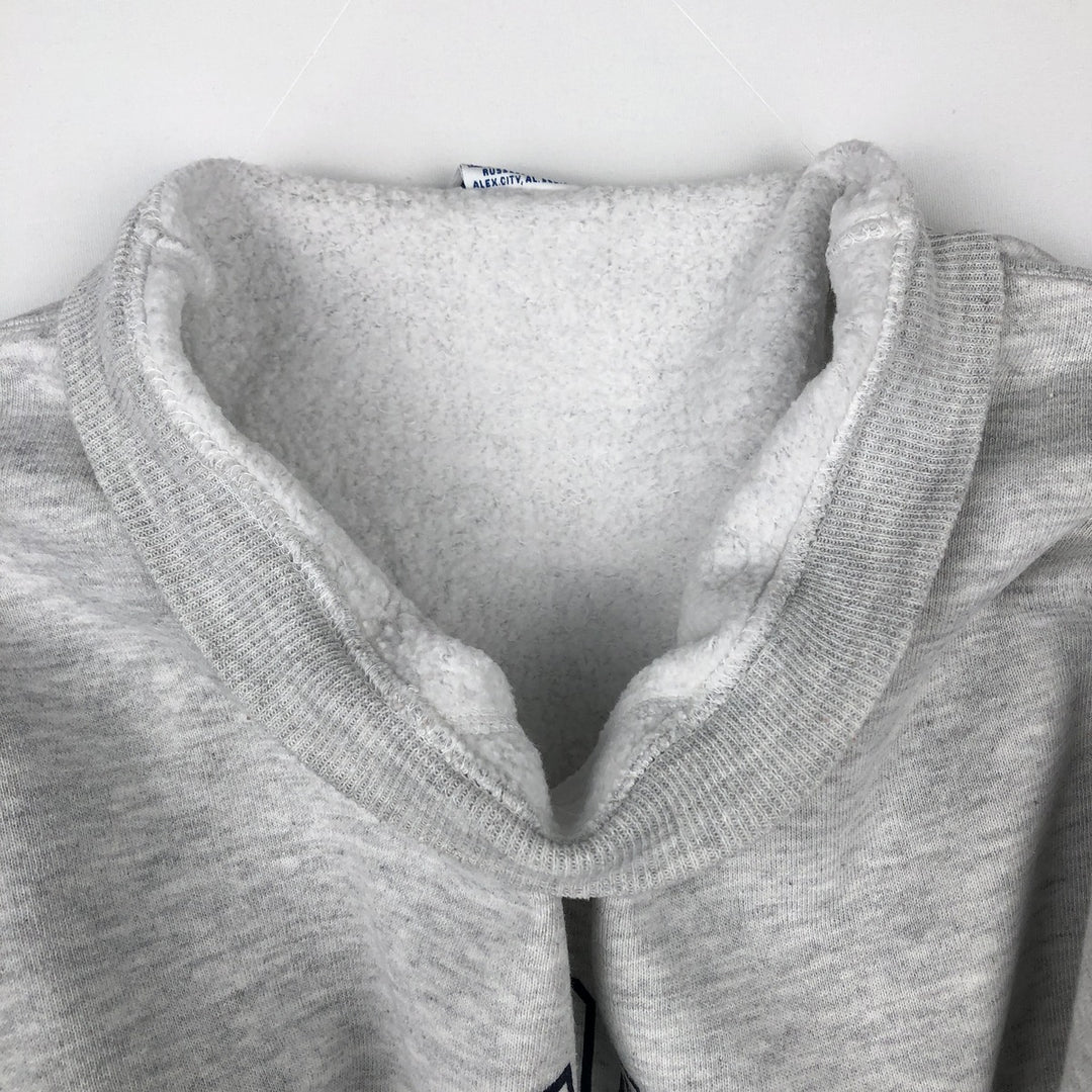 90'S Russell 3-row print college sweatshirt, made in USA, men's XL size, vintage cotton gray type Vintage Second Hand