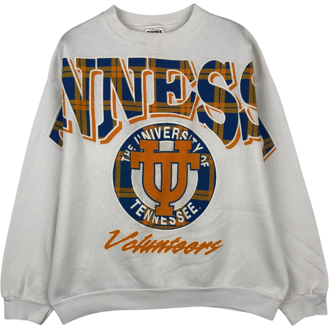 90'S TULTEX Triple Print College Sweatshirt, Made in USA, Large (Men's L equivalent), Vintage cotton white type Vintage Second Hand