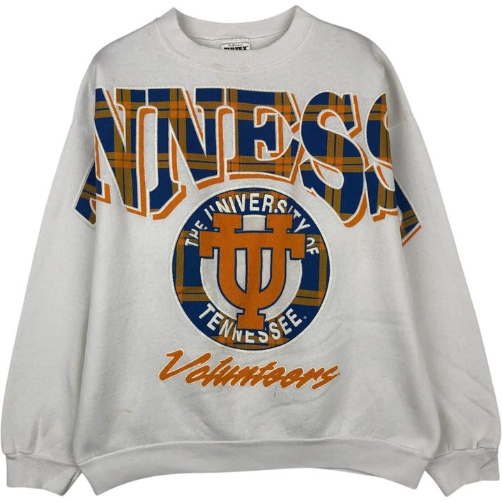 90'S TULTEX Triple Print College Sweatshirt, Made in USA, Large (Men's L equivalent), Vintage cotton white type Vintage Second Hand