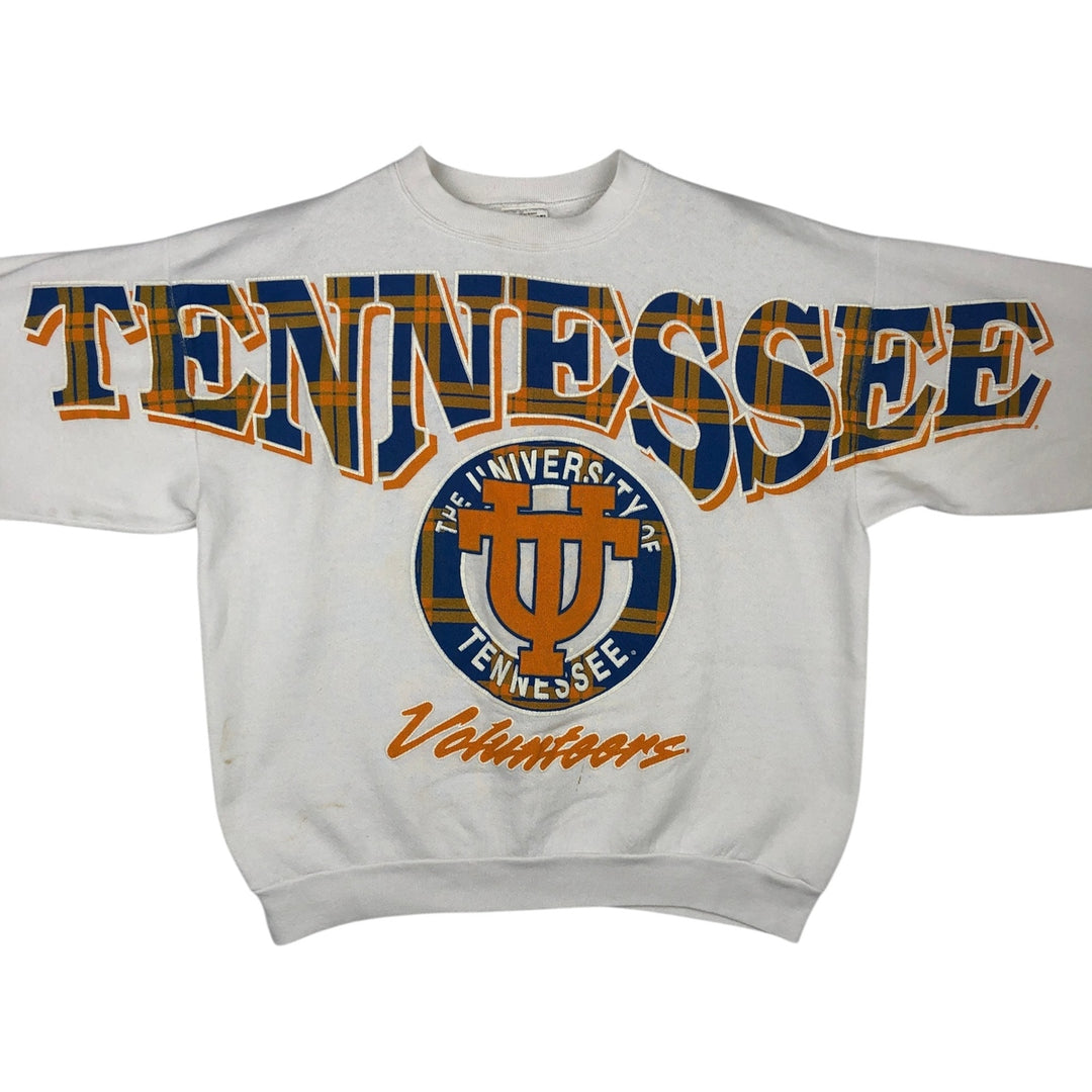 90'S TULTEX Triple Print College Sweatshirt, Made in USA, Large (Men's L equivalent), Vintage cotton white type Vintage Second Hand