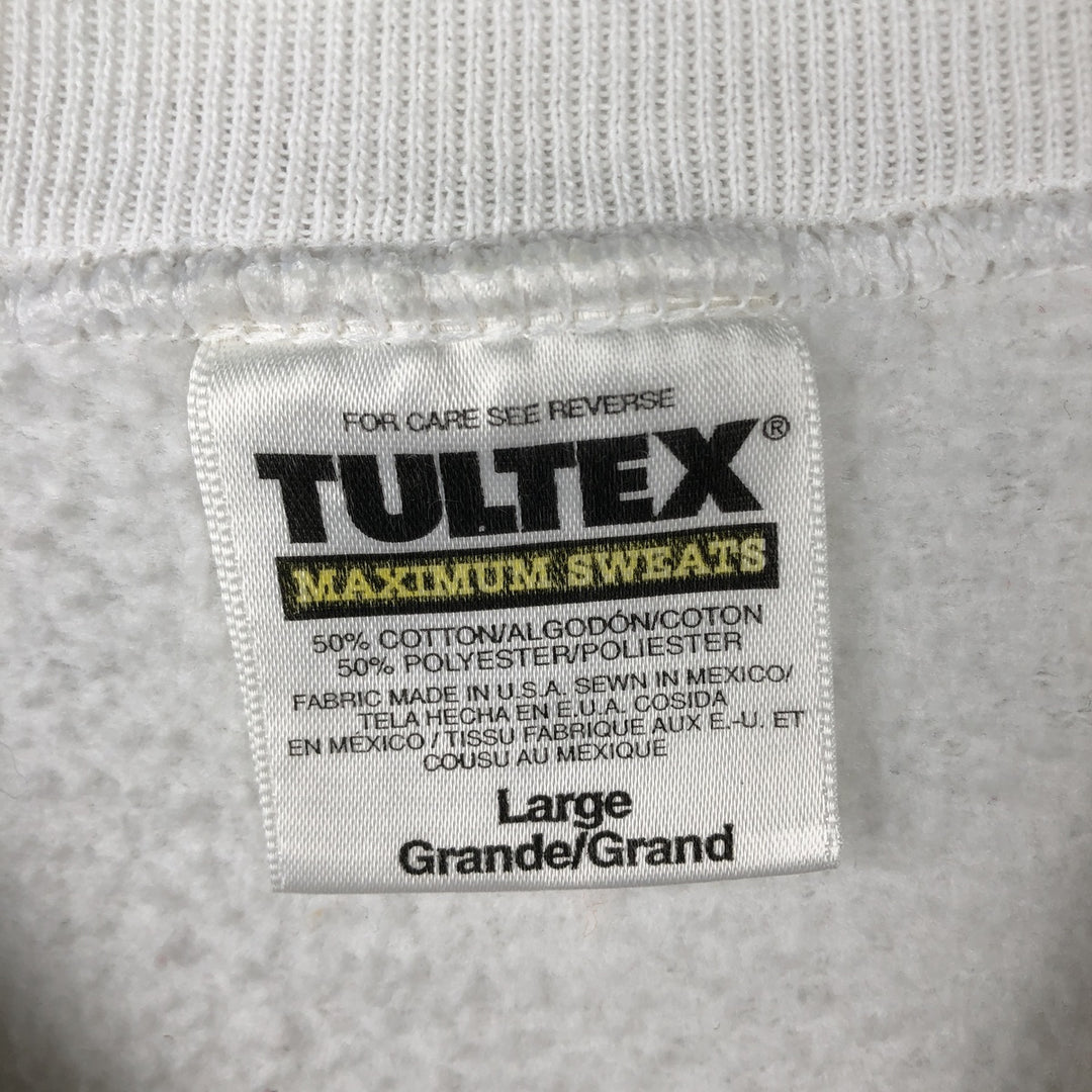 90'S TULTEX Triple Print College Sweatshirt, Made in USA, Large (Men's L equivalent), Vintage cotton white type Vintage Second Hand