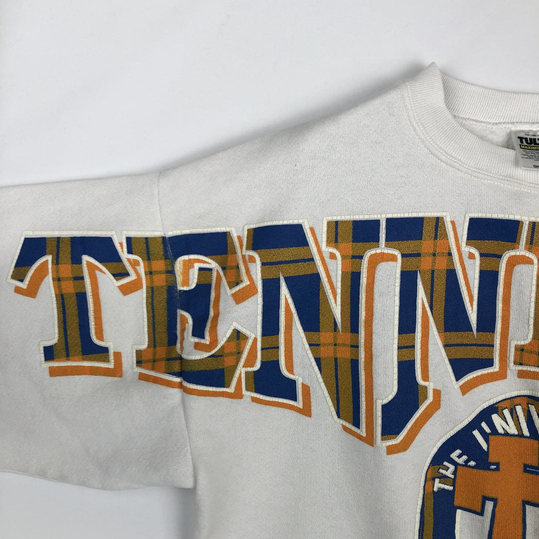 90'S TULTEX Triple Print College Sweatshirt, Made in USA, Large (Men's L equivalent), Vintage cotton white type Vintage Second Hand