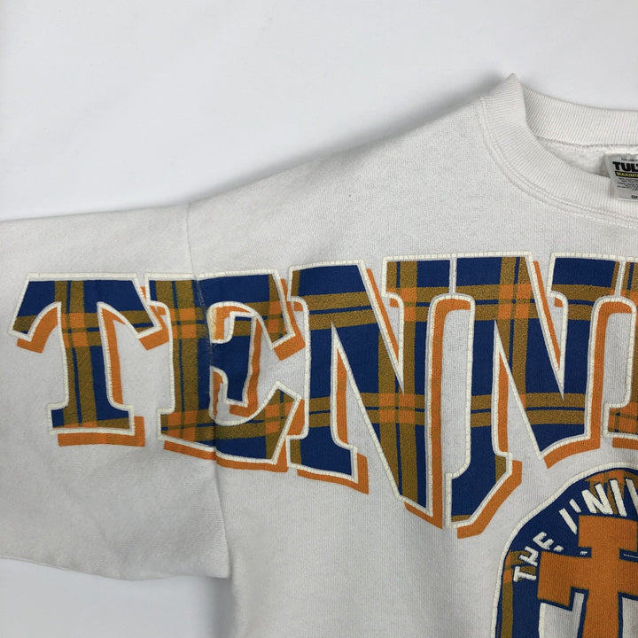 90'S TULTEX Triple Print College Sweatshirt, Made in USA, Large (Men's L equivalent), Vintage cotton white type Vintage Second Hand