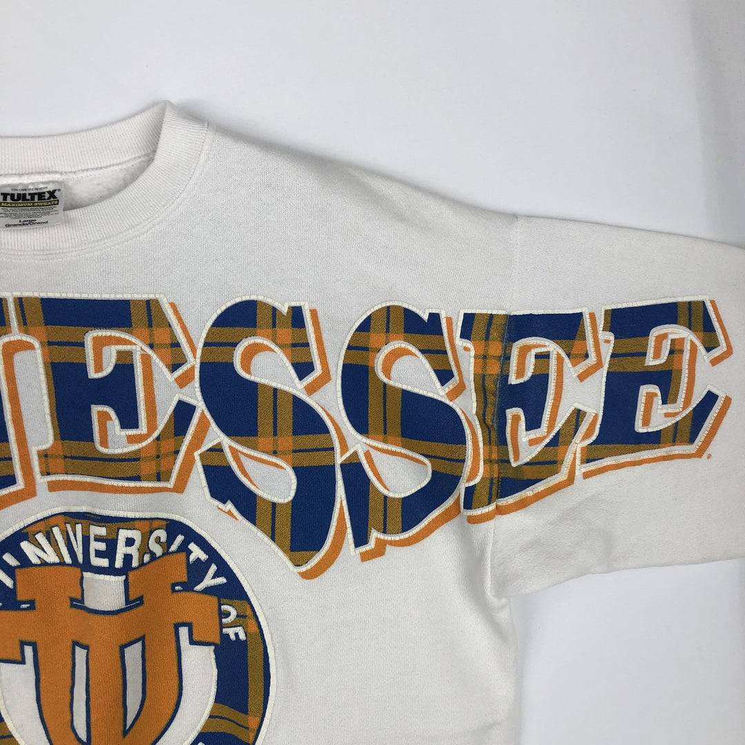 90'S TULTEX Triple Print College Sweatshirt, Made in USA, Large (Men's L equivalent), Vintage cotton white type Vintage Second Hand