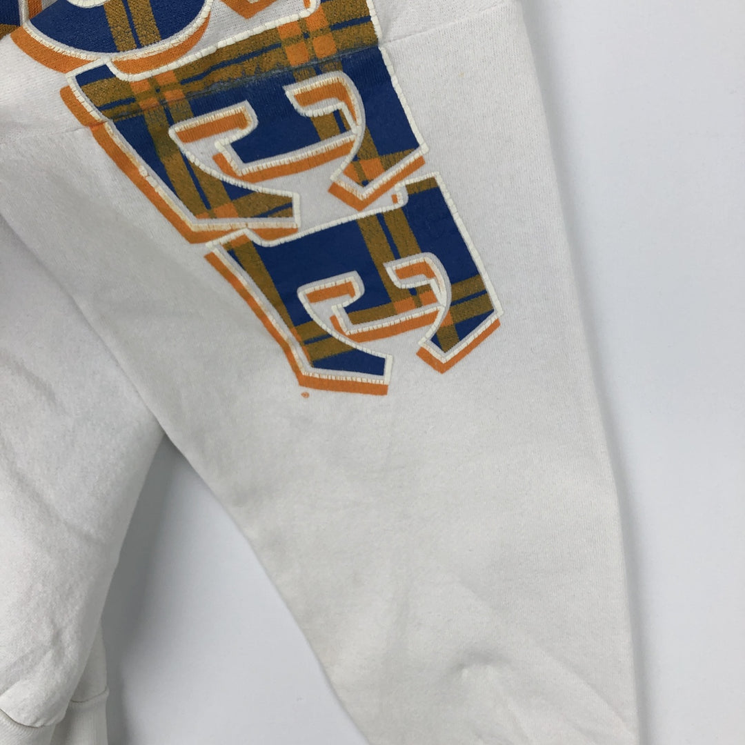 90'S TULTEX Triple Print College Sweatshirt, Made in USA, Large (Men's L equivalent), Vintage cotton white type Vintage Second Hand