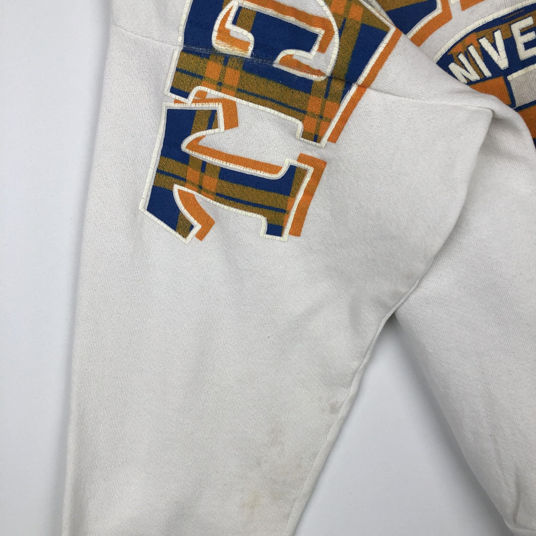 90'S TULTEX Triple Print College Sweatshirt, Made in USA, Large (Men's L equivalent), Vintage cotton white type Vintage Second Hand
