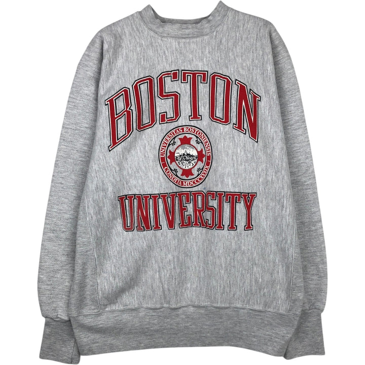 90'S Boston University Triple Print College Sweatshirt, Made in USA, Men's Size L (Equivalent), Vintage unclear gray type Vintage Second Hand