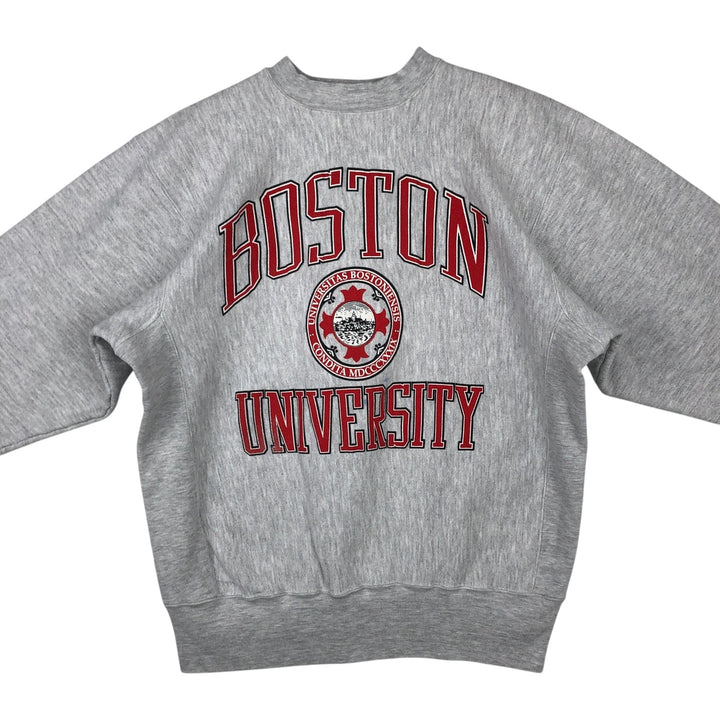 90'S Boston University Triple Print College Sweatshirt, Made in USA, Men's Size L (Equivalent), Vintage unclear gray type Vintage Second Hand