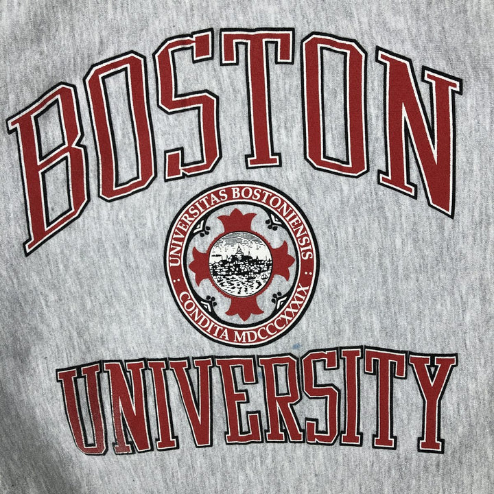 90'S Boston University Triple Print College Sweatshirt, Made in USA, Men's Size L (Equivalent), Vintage unclear gray type Vintage Second Hand
