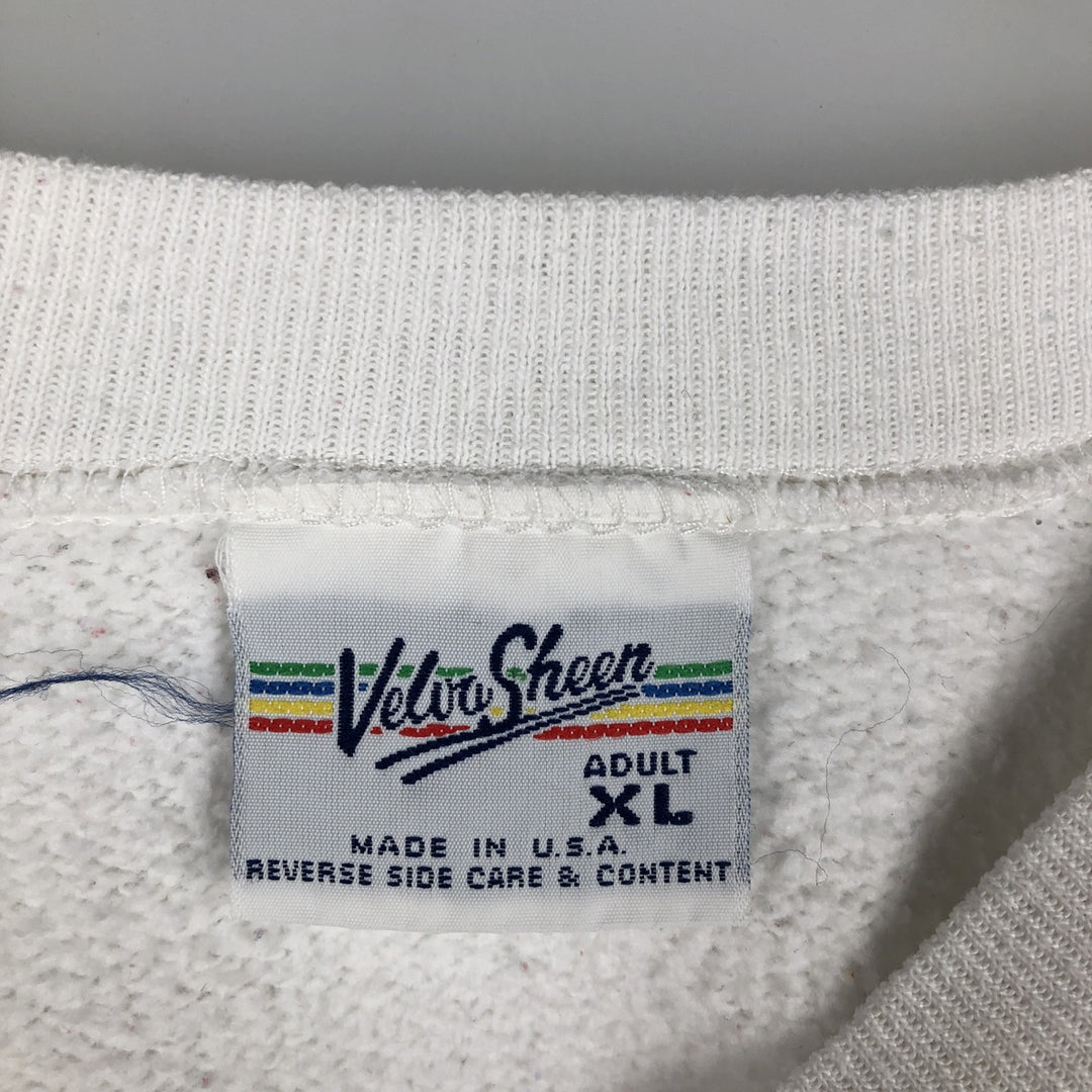 90'S Velva Sheen College Sweatshirt, Made in USA, Men's XL equivalent, Vintage cotton white type Vintage Second Hand