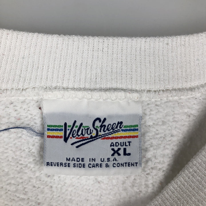 90'S Velva Sheen College Sweatshirt, Made in USA, Men's XL equivalent, Vintage cotton white type Vintage Second Hand