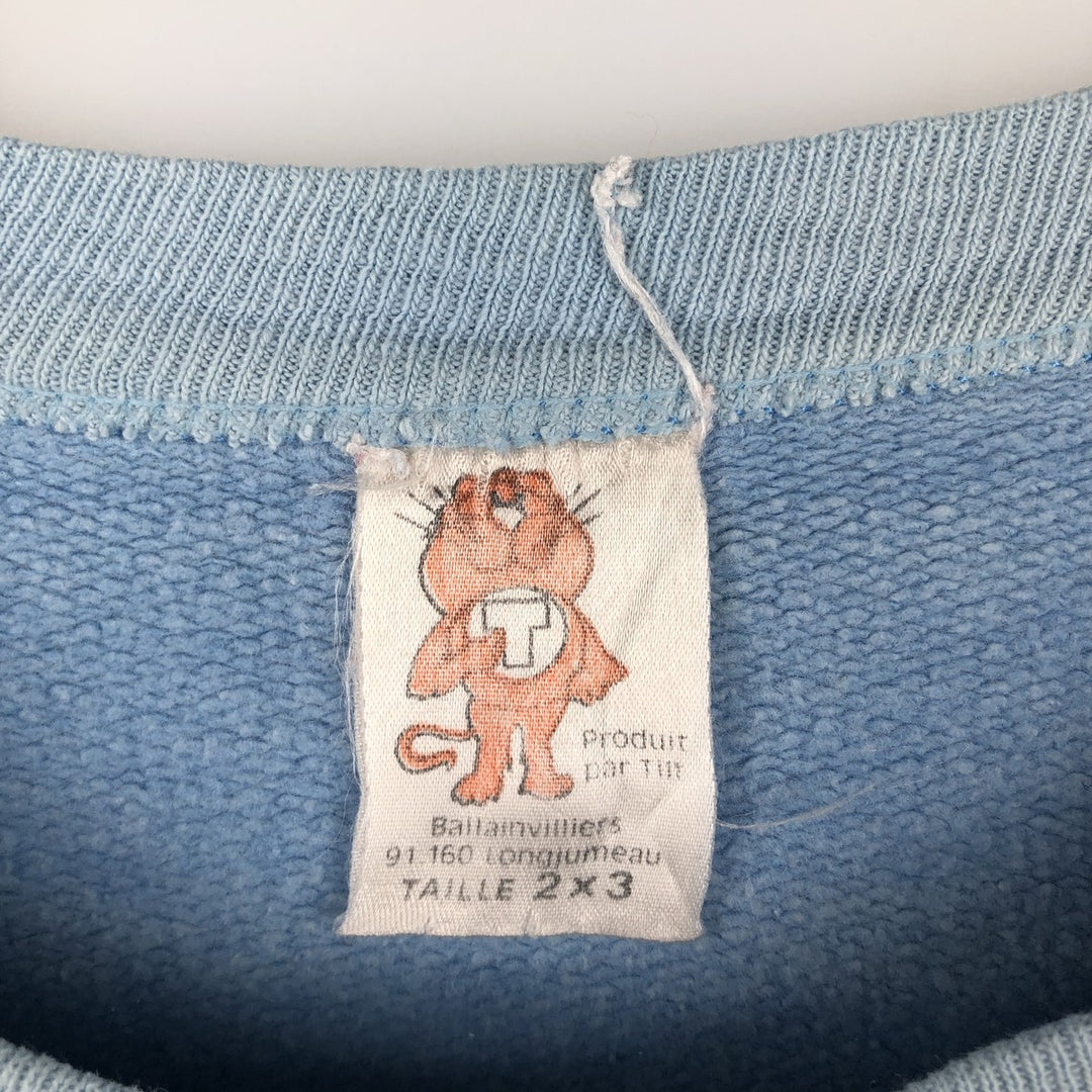 1970'S Galtsand flock print college sweatshirt, made in France, men's size M equivalent, vintage. Pima Cotton Blue type light blue Vintage Second Hand