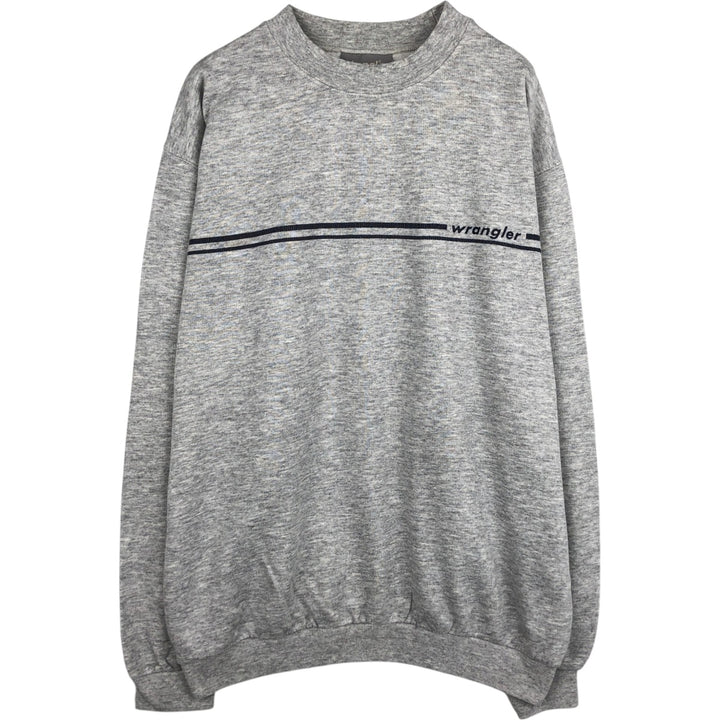 Wrangler Printed Logo Sweatshirt, Men's Size L (equivalent to L), Crew Neck, Long Sleeves cotton gray type Vintage Second Hand