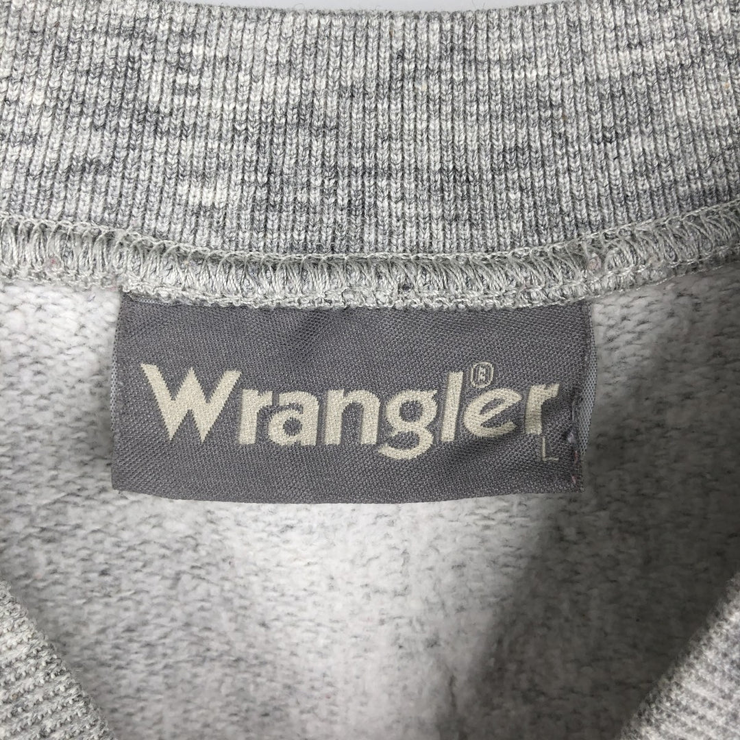 Wrangler Printed Logo Sweatshirt, Men's Size L (equivalent to L), Crew Neck, Long Sleeves cotton gray type Vintage Second Hand