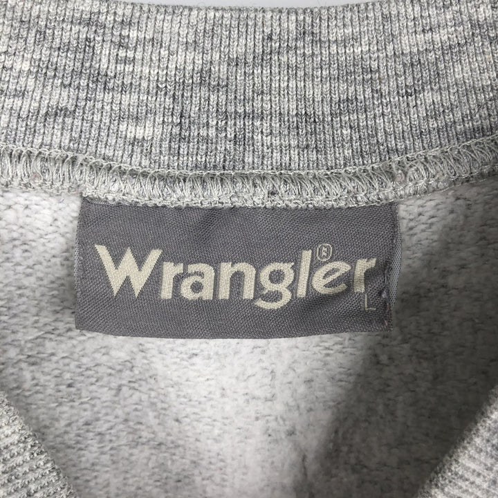 Wrangler Printed Logo Sweatshirt, Men's Size L (equivalent to L), Crew Neck, Long Sleeves cotton gray type Vintage Second Hand