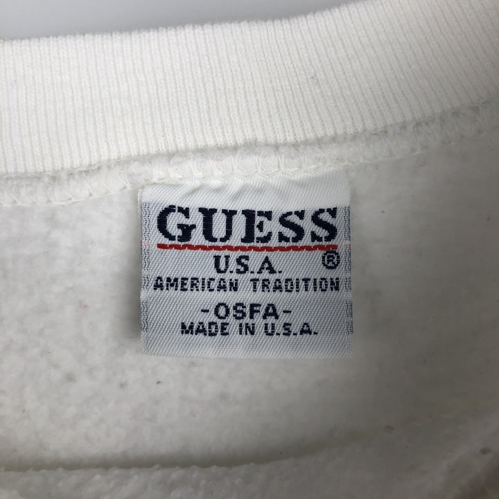 Guess logo sweatshirt, made in USA, men's size L equivalent. cotton white type Vintage Second Hand