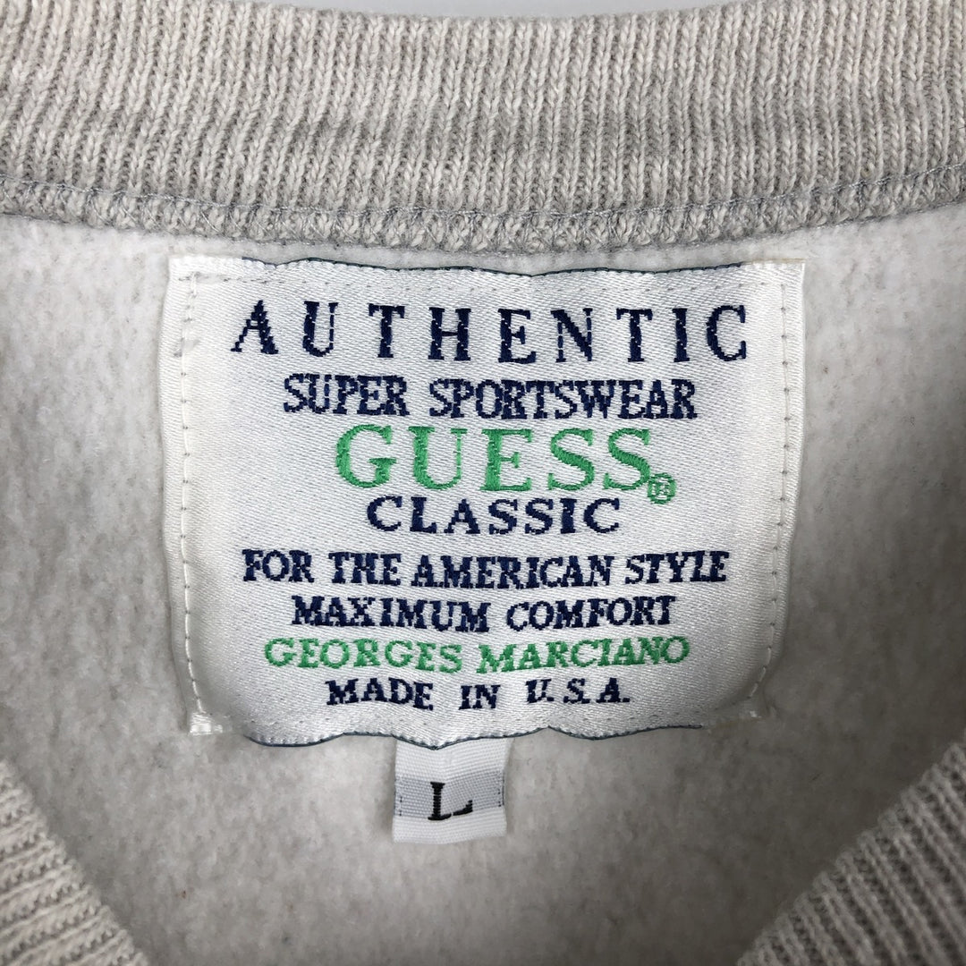 90s-00'S Guess CLASSIC GEORGES MARCIANO Logo Sweatshirt, Made in USA, Men's Size L (approx.), Vintage cotton gray type Vintage Second Hand