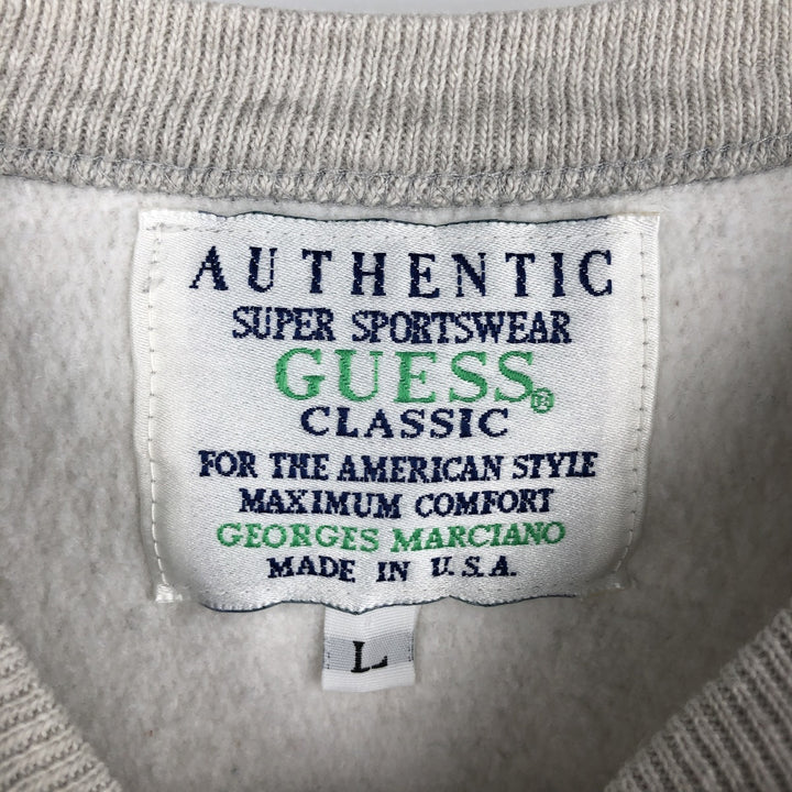 90s-00'S Guess CLASSIC GEORGES MARCIANO Logo Sweatshirt, Made in USA, Men's Size L (approx.), Vintage cotton gray type Vintage Second Hand