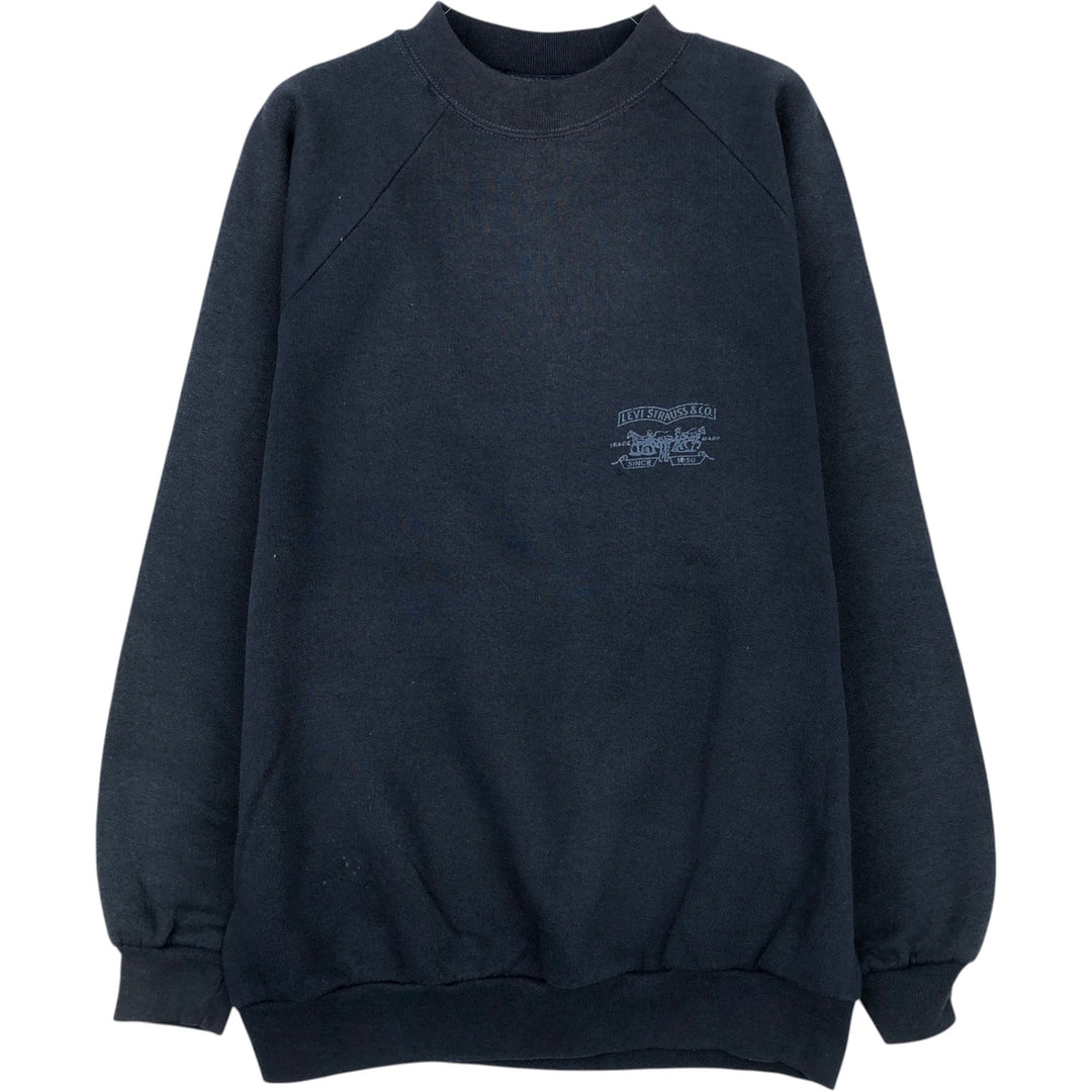 Levi's One-Point Logo Sweatshirt, Made in Italy, Men's Size S (approx.) cotton navy blue type Vintage Second Hand